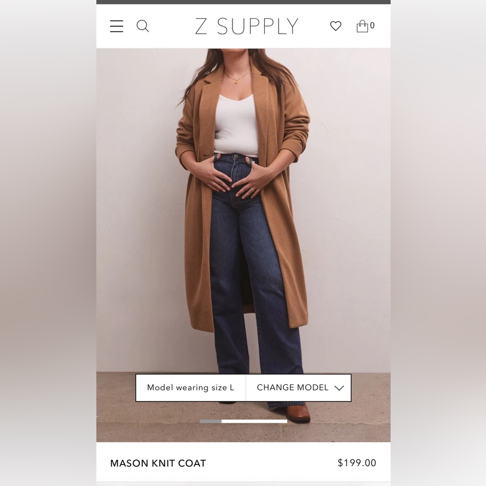 Z Supply Mason Coat size Small